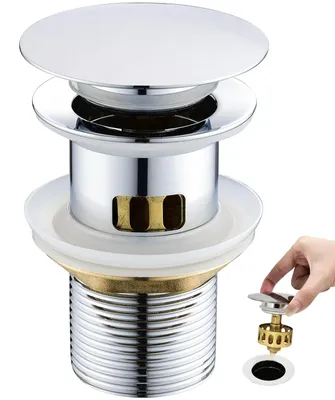 Imagen del producto de Juego de desagüe para lavabo con desbordamiento, universal de 1 1/4 pulgadas, incluye 3 juntas, cromo