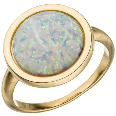 Produktbild von Ring Damenring aus 375 Gold Gelbgold mit Opal Goldring Ringkopf Ø15,2mm Innenumfang 56mm  Ø17.8mm