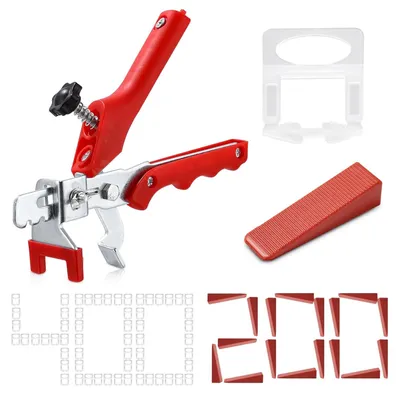 Produktbild von Fliesennivelliersystem Fliesenkeile - 2 mm - 601-teilig - Zugclips und Zange - Für Boden und Wand