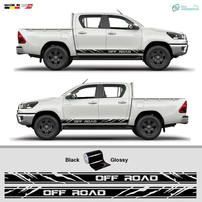 Produktbild von Auto Seitenstreifen Vinyl Aufkleber OFF ROAD Sticker Set – Schwarz 220 x 13 cm