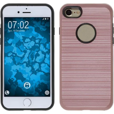 Produktbild von PhoneNatic Hybridhülle kompatibel mit Apple iPhone 7 / 8 / SE 2020 - brushed Case Roségold Cover Schutzhülle + 2 Schutzfolien
