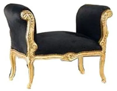 Produktbild von Casa Padrino Barock Schemel Hocker Schwarz / Gold - Sitzbank