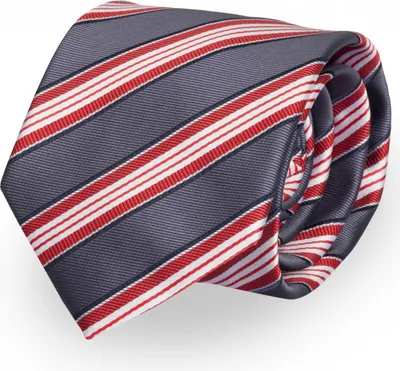 Produktbild von Fabio Farini - 1 Stück gestreifte Herren Krawatte - Tie mit Streifen in 6cm oder 8cm Breite Breit (8cm), Grau/Rot/Weiß