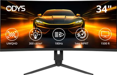 Produktbild von ODYS XP34 PRO-X Curved Gaming Monitor, 34" (86cm),  UWQHD, 180 Hz, 1ms, 126% sRGB