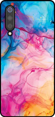 Productafbeelding van Smartphonica TelefoonhoesjeGeschikt voor Xiaomi Mi 9 met regenboogmotief van acrylmarmer - TPU achterkantHoesje met regenboogacrylmarmerdesign