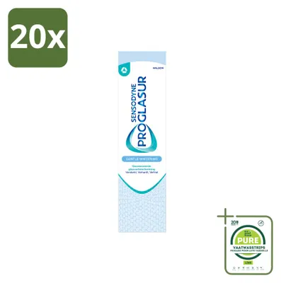 Image de 20 tubes de dentifrice Sensodyne Proglasur Gentle Whitening, 75 ml, lot de 20