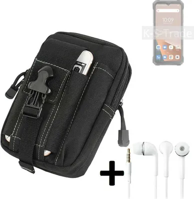 Produktbild von K-S-Trade Gürteltache + Kopfhörer kompatibel mit Blackview BL8800 5G Gürtel Tasche Holster Schutz Hülle Handy Hülle  schwarz inkl. Extrafächer