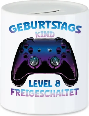 Produktbild von Geburtstagskind Level 8 Freigeschaltet Spardose Happy Birthday Geburtstag Alles Gute Controller Konsole Gamer
