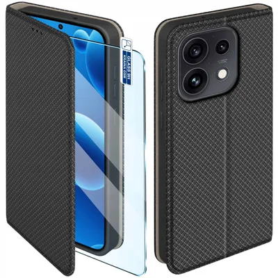 Produktbild von Klapphülle für Oppo Reno 16 Pro 5G – verschließbare schwarze Hülle + 9H-Glas