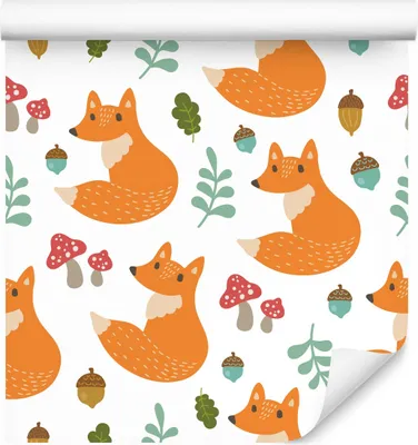 Produktbild von 10m VLIES TAPETE Rolle Kinderzimmer Wald Tiere Füchse Pflanzen Gemalt XXL