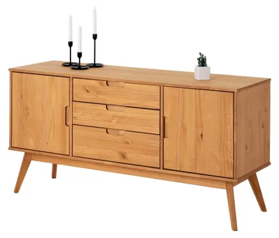 Produktbild von Sideboard im skandinavischen Design aus gebeiztem Kiefernholz - Kommode mit 2 Türen und 3 Schubladen