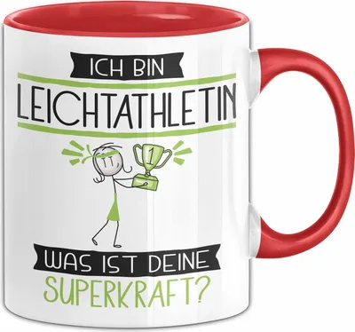 Produktbild von Leichtathletin Geschenk Tasse Ich Bin Leichtathletin Was Ist Deine Superkraft Geschenkidee Lustig Geburtstag Weihnachten (Rot)