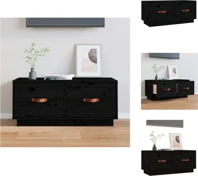 Produktbild von vidaXL TV-Schrank Schwarz 80x34x35 cm Massivholz Kiefer - TV-Möbel