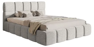 Obrázek produktu pro Selsey Cloudy – čalouněná postel 120 × 200 cm, úložný prostor a rošt, světle šedá ženilka