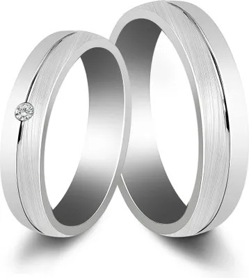 Produktbild von 925/- Echt Silber Partnerring "Thobie" für Herren, eismatt/poliert, rhodiniert