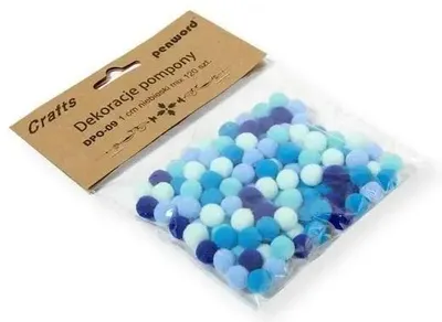 Immagine prodotto di Decorazioni pompon 1 cm, assortimento blu, 120 pezzi - Penword