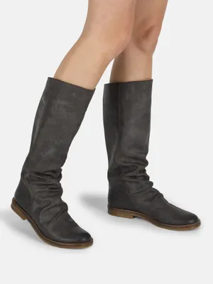 Produktbild von Halbhohe Leder Stiefel Renoir 7584 mit Falten, niedrigem Absatz und Vintage-Finish