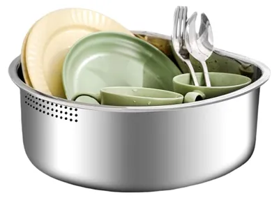 Produktbild von Spülschüssel Edelstahl Waschbecken Plastikfrei Küche Spüle Geschirr Spülwanne 8 Liter
