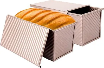 Produktbild von Famanu Brotbackformen Set 2 Stück mit Deckel - 20 x 12 x 11 cm - Aluminium - Antihaftbeschichtung