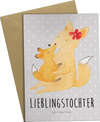 Produktbild von Mr. & Mrs. Panda Glückwunschkarte Fuchs Mama - Grau Pastell - Geschenk, Schoß, Mutter, osterkarten, dankeskarten, einladungskarten, Umarmen, weihnachtskarten, Muttertag