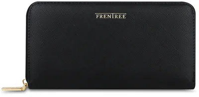 Produktbild von FRENTREE® Damen Geldbörse groß mit RFID-Schutz, 100% , elegantes Portemonnaie mit Handyfach - Mitternachtsschwarz