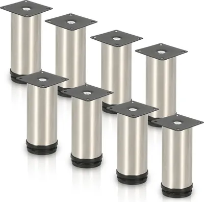 Obrázok produktu pre TolleTour sada 8 nábytkových nôh sada stolových nôh nohy pohovky nohy nábytku podpery postele nohy pohovky nohy skrine nohy nábytku nerezová oceľ 180mm