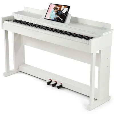 Produktbild von MUSTAR Digital-Piano 88 Tasten Hammermechanik 3 Pedale USB MIDI 680 Sounds 600 Rhythmen Aufnahme Kopfhörer 141.5x77x35.5cm 34.3kg,Weiß