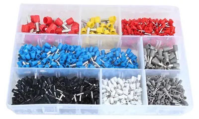 Immagine prodotto di Kit-set puntalini doppi, capicorda isolanti a doppia estremità, con scatola, per il collegamento dei cavi, assortimento isolati, in PVC, multicolor,1200 pezzi
