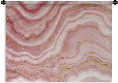 Produktbild von MuchoWow® Wandteppich Wandbehang Marmor - Gold - Weiß 150x112.50 cm Tapisserie Dekoration Wandtuch - Wanddecke - Wandteppiche