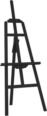 A black wooden easel is shown against a white background.