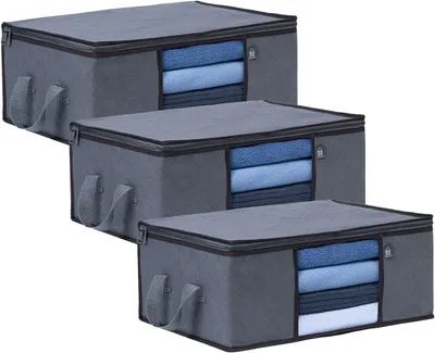 Produktbild von 3er Set Kleider-Aufbewahrungsboxen, faltbar, Unterbett-Organizer