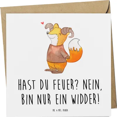 Produktbild von Mr. & Mrs. Panda Grußkarte Widder Feuer - Weiß - Geschenk, Spruch, anlasskarte, Geschenke Sternzeichen, Astrologie, Tierkreiszeichen, Leidenschaft, Glückwunschkarte