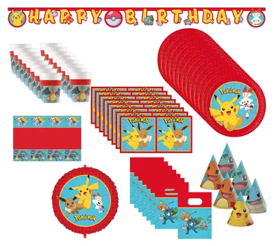 Produktbild von 69-tlg. Pokemon Party Set für Kindergeburtstag