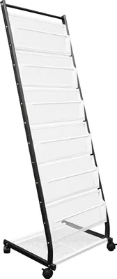 Image de Présentoir à prospectus - Présentoir à journaux sur pied - 6 étagères - Avec 4 roulettes - Fer thermolaqué - 47,5×38×132 cm - Noir