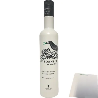Produktbild von L’Estornell Arbequina Olivenöl Extra (500ml Flasche) + usy Block