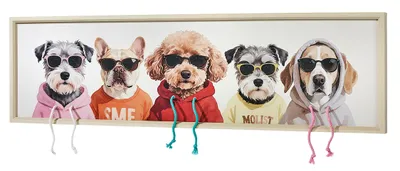 Produktbild von Kobolo 3D Wandbild Leinwand DOG CREW mit Schnürbändeln 32x112 cm