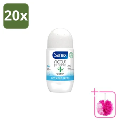Produktbild von 20 x Sanex Deo Roll-on Bamboo Invisible Fresh - 50 ml - Sparpackung - 20 Stücke
