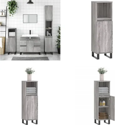 Produktbild von vidaXL Badschrank Grau Sonoma 30x30x100 cm Holzwerkstoff - Badezimmerschrank - Badezimmerschränke - Schrank - Schrank Für Das Badezimmer