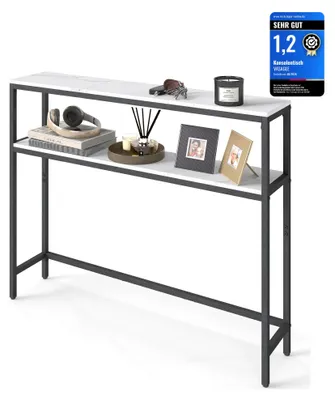 Obrázok produktu pre VASAGLE Konzolový stolík, úzky príkonzový stolík s 2 odkladacími plochami, 20 x 100 x 80 cm, farba: prírodná
