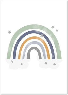 Produktbild von TPFLiving Kunstdruck LW-1063 (OHNE RAHMEN) Poster - Leinwand - Wandbild - Hochauflösender Giclée-Druck, langlebig und hochwertig - Stern, Sonne, Regenbogen, Mond, Rakete, Weltall - Für Kinderzimmer -  - Größe: 40x60cm