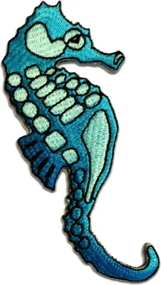 Produktbild von Seepferd Seepferdchen - Aufnäher, Bügelbild, Aufbügler, Applikationen, Patches, Flicken, Zum Aufbügeln, Größe: 4,5 x 10,4 cm