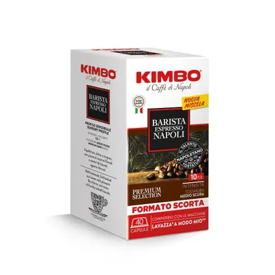 Immagine prodotto di Kimbo, Barista Espresso Napoletano, 160 Capsule Caffè Compatibili Lavazza®* A Modo Mio®*, Arabica e Robusta, Intensità 10/13, Tostatura Medio-Scura
