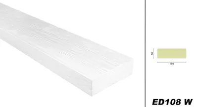 Produktbild von DECO WOOD Deckenbalken modern aus Polyurethane, 2m Länge, PolyurethanBalken Holzoptik (weiß - 15x5cm) Wandbalken Hartschaum Deckenverkleidung