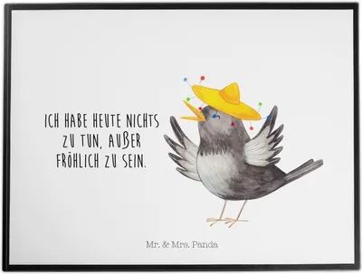 Produktbild von Mr. & Mrs. Panda Schreibtischauflage Rabe Sombrero - Weiß - Geschenk, Vögel, Vogel, Motivation, schreibtischunterlage, Spruch Positiv, Elster, Schreibunterlage