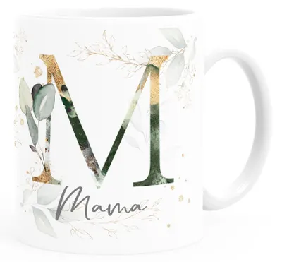 Produktbild von Kaffee-Tasse Mama Wunschtext Monogramm personalisierte Geschenke Muttertag SpecialMe® Uni-Weiß Keramik-Tasse