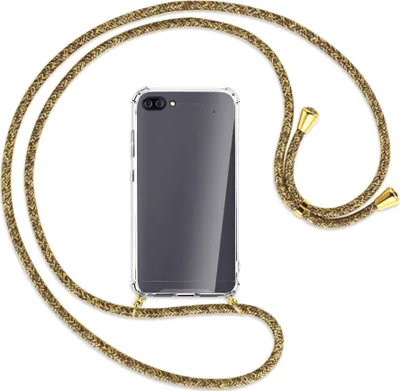 Produktbild von Handykette Backcover-Schutzhülle mit Band (Metall goldfarben) für Asus Zenfone 4 Max (Pro/Plus) - braun+beige