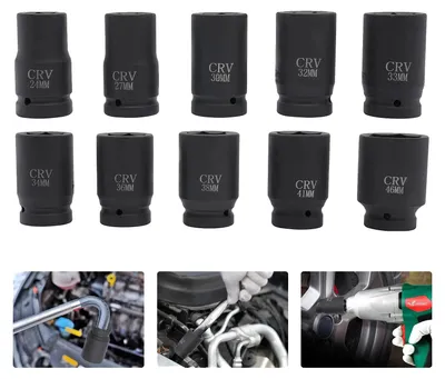 Obrázek produktu pro Sada očkových klíčů, 10 kusů, očkové klíče o rozměrech 24-46 mm, čtvercový pohon 1 palec, ocel 45#, fosfátovaná