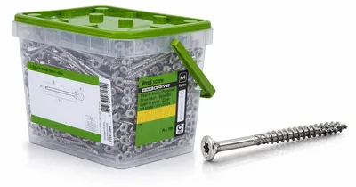 Obrázok produktu pre ESSVE ESSDRIVE Skrutky do dreva A4 z nehrdzavejúcej ocele s Torx hlavou a zapustenou hlavou 6 x 100 mm ESSBOX 100 ks.