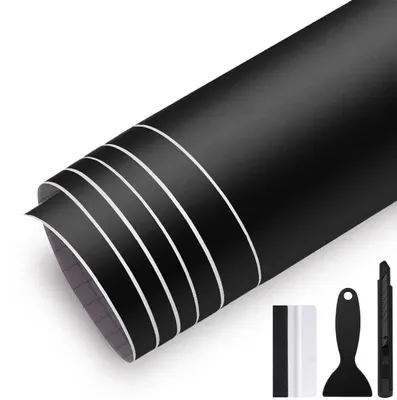 Immagine prodotto di Film adesivo opaco nero, senza bolle, con canali d'aria, in PVC, dimensioni 30 cm x 150 cm