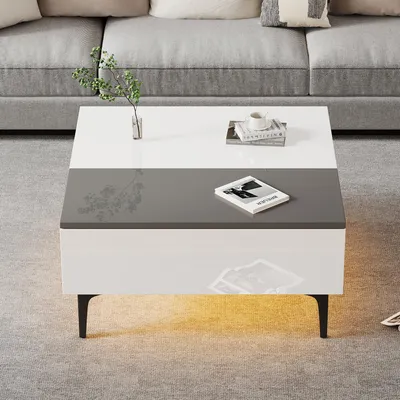 A modern coffee table in a living room setting.